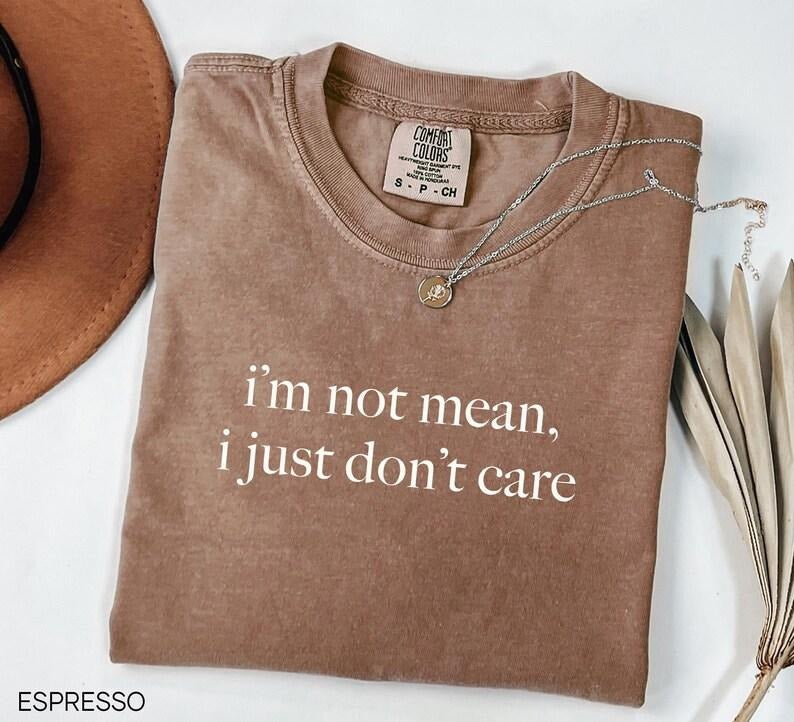 Comfort Colors I'm Not Mean, I Just Don't Care Shirt, Sarcastic Shirt For Women, Sarcastic Gifts, Trendy Sarcasm Tee,...