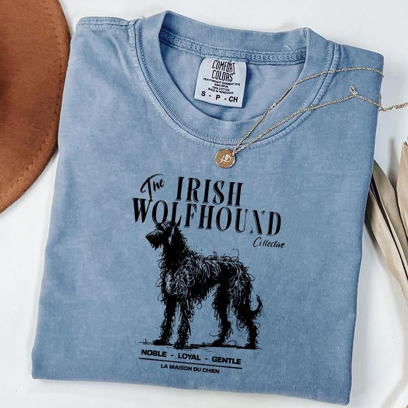 Comfort Colors Irish Wolfhound T-Shirt, Elegant Standard Irish Wolfhound Tee, Ink Sketch Poodle Shirt, Vintage Pet...