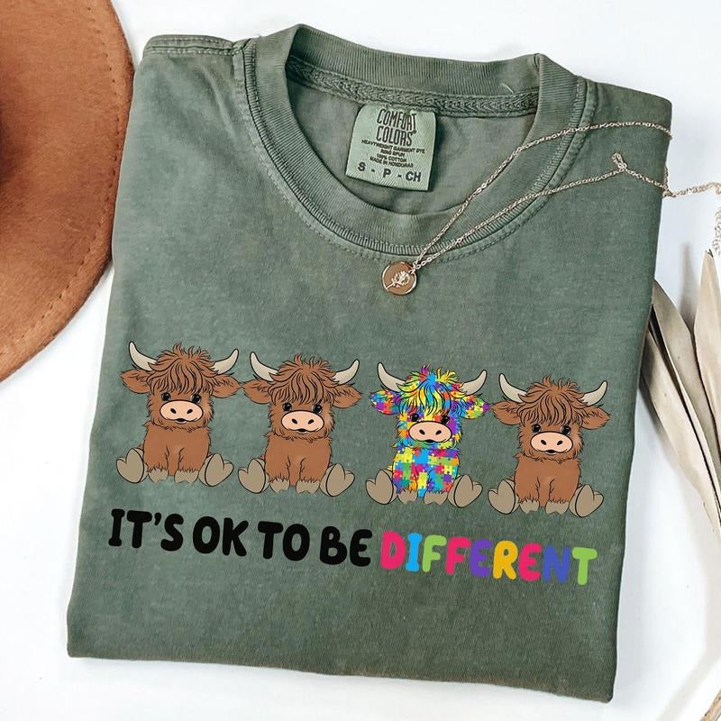 Comfort Colors It's Ok To Be Different Shirt, Highland Cow Shirt, Be Kind Be Different T-Shirt, Motivational Shirt, Be...