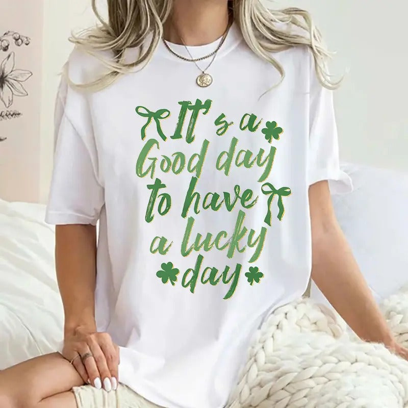 Comfort Colors It's a Good Day to Have a Lucky Day T-Shirt, St. Patrick's Day, Retro Coquette Lucky Tee Hoodie, Sweatshirt