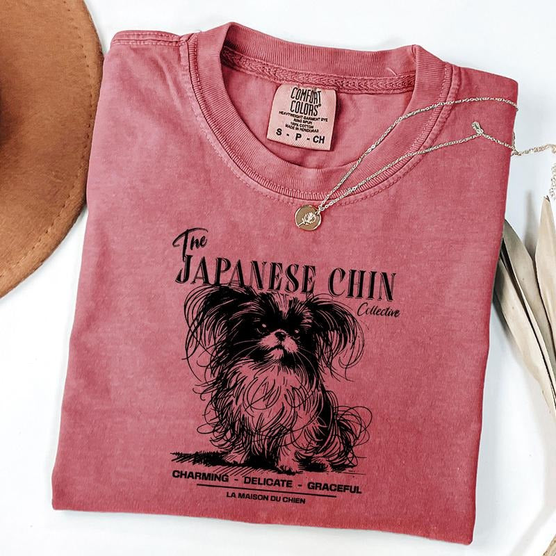 Comfort Colors Japanese Chin T-Shirt, Elegant Standard Japanese Chin Tee, Ink Sketch Poodle Shirt, Vintage Pet Graphic...