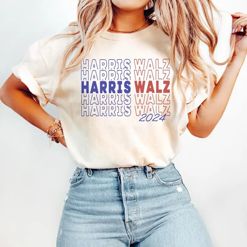 Comfort Colors Kamala Harris Walz 2024 Shirt Madam President Election Retro Voting Democrat Rally Liberal Voter T-Shirts, Hoodie, Sweatshirt