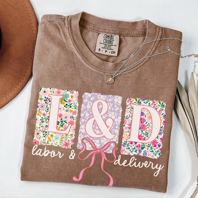Comfort Colors Labor And Delivery Nurse Shirt, Coquette Bow L&D Nurse T-Shirt, Springtime Labor Nurse Tshirt, Spring...
