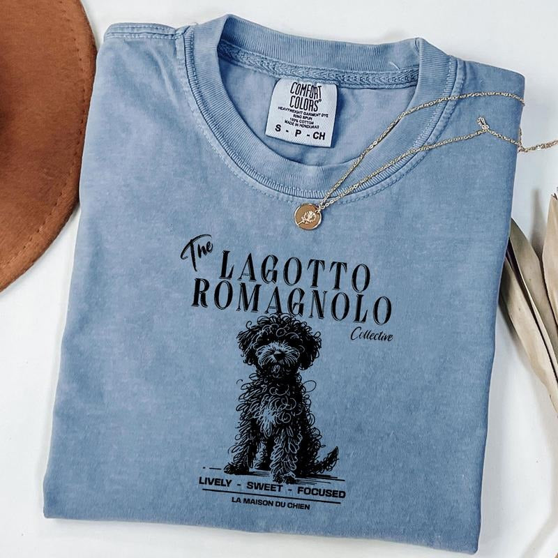 Comfort Colors Lagotto Romagnolo T-Shirt, Elegant Standard Lagotto Romagnolo Tee, Dog Lover Shirt, Ink Sketch Poodle...