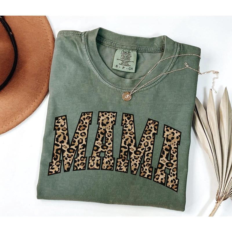 Comfort Colors Leopard Print Mama Shirt Gift for Mom, Retro Mom Tee, Mother's Day Gift, Vintage Cheetah Mama Tshirt,...