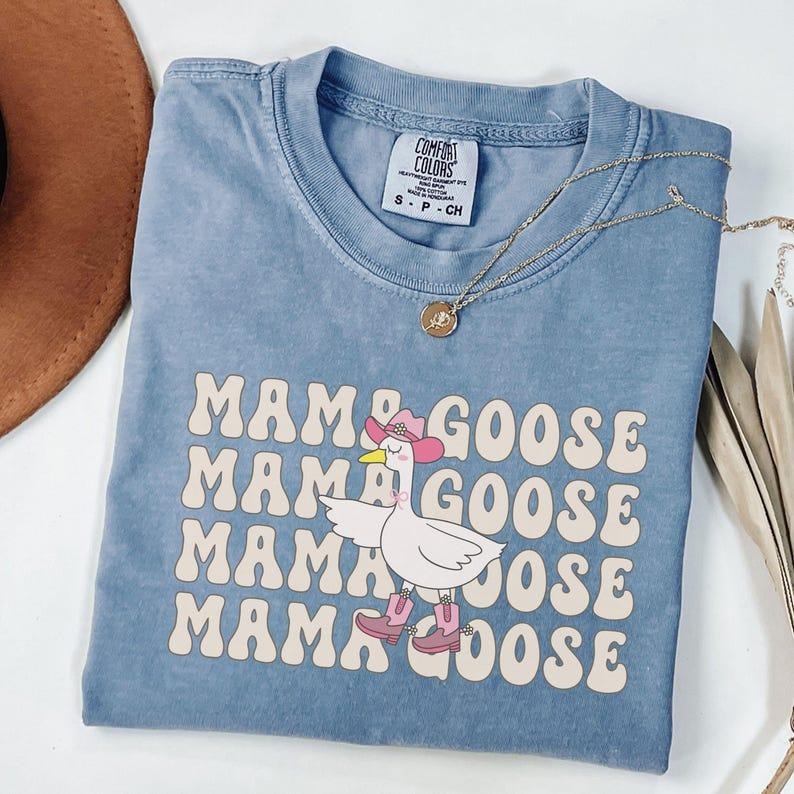 Comfort Colors Mama Goose, Silly Goose Shirt, Goose Lover Tee, Goose Bumps T-shirt, Goose Tees, Goose Floral Tshirt,...