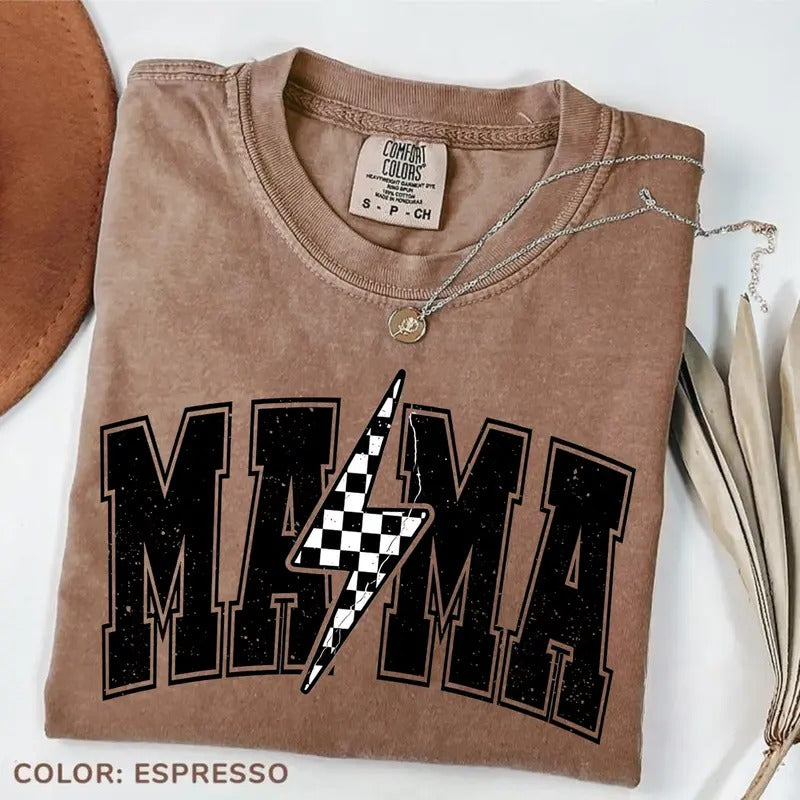 Comfort Colors Mama Lightning Bolt T-shirt, Mama Tee, Mama Shirt, Mom Life T-shirt, Retro Mama Tee, Mama Sublimation Shir...