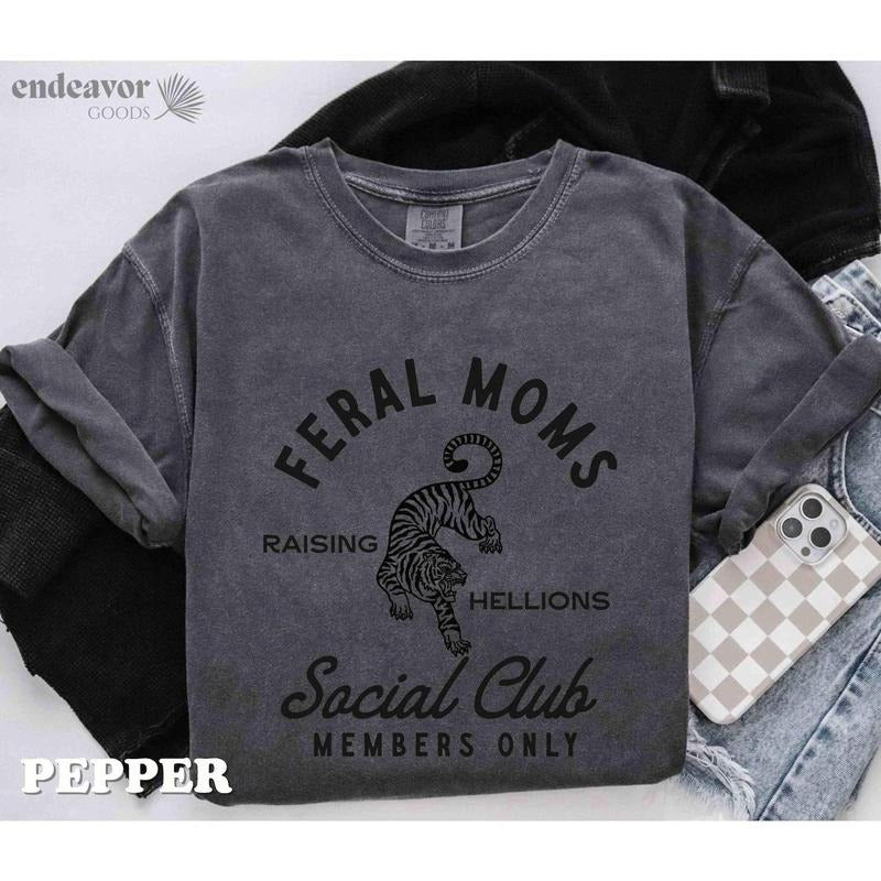 Comfort Colors Mama Shirt Mom Shirt Feral Moms Social Club Shirt Mother's Day Gift Somebody's Feral Wife Mom Life Tshirt...