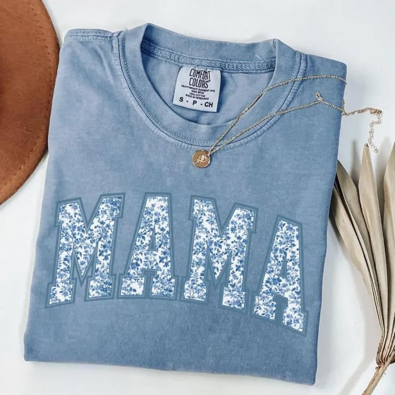 Comfort Colors Mama T-Shirt, Toile Floral Mama T-Shirt, Pregnancy Announcement Boy Tee, Mom Life TShirt, Cute Mom Mothers...