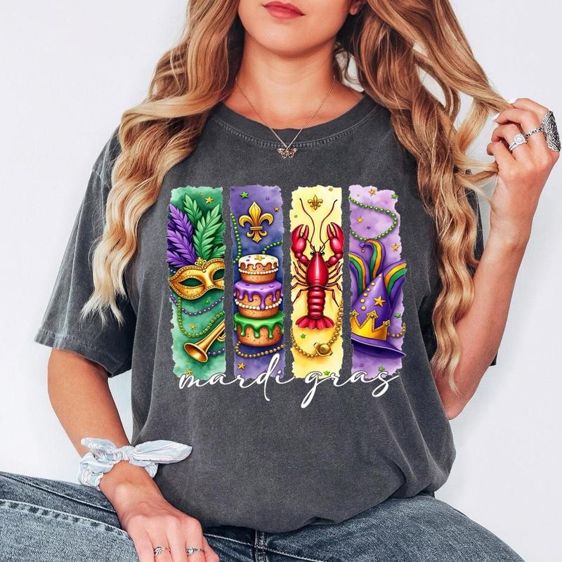 Comfort Colors Mardi Gras Carnival Shirt, Retro Mardi Gras Shirt, Fleur De Lis, Brushstroke Mardi Gras, Louisiana...