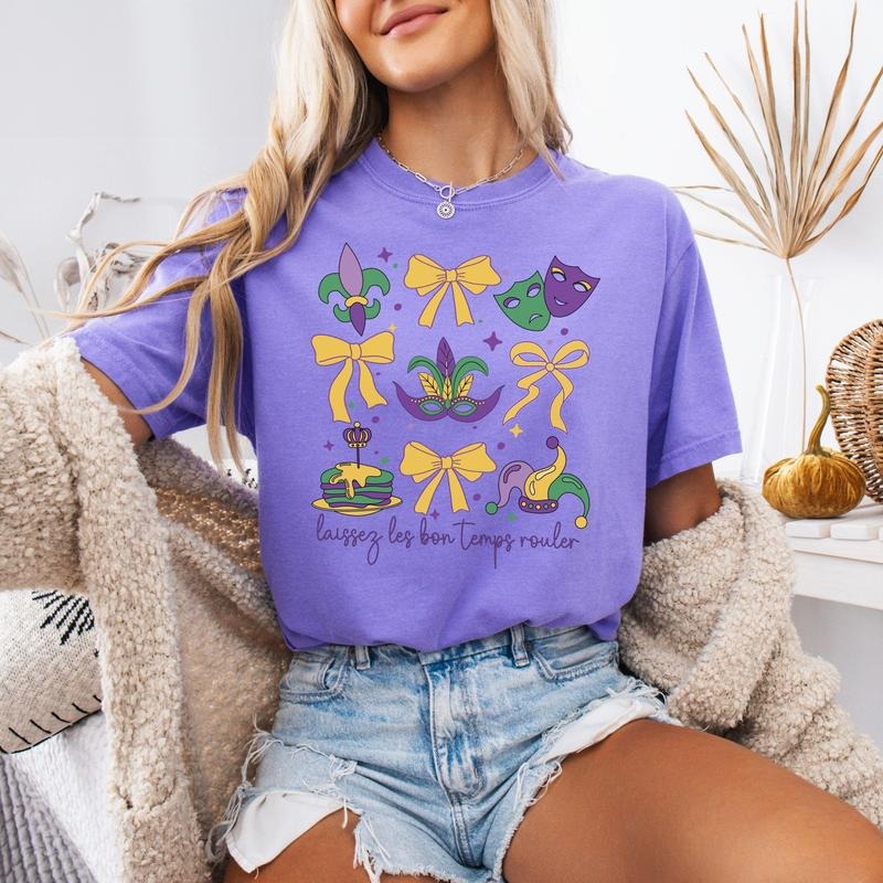 Comfort Colors Mardi Gras Shirt, Laissez Les Bon Temps Rouler Mardi Gras Shirt, Mardi Gras 2025 Louisiana T-Shirt Hoodie,...
