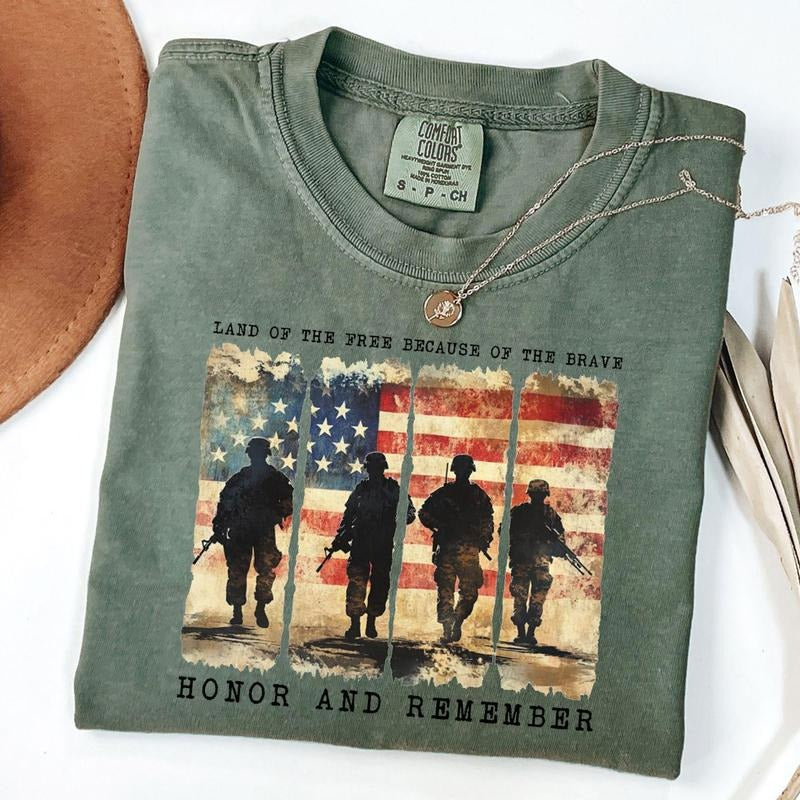 Comfort Colors Memorial Day Shirt, Land Of The Brave T-Shirt, Patriotic American Flag Shirt, Unisex T-Shirt Hoodie,...