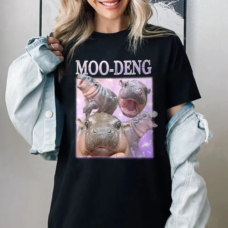 Comfort Colors Moo Deng Shirt, Moo Deng Bouncy Pig T-Shirt, Cute Thai Baby Hippo Shirt, Adorable Animal Tee Hoodie,...