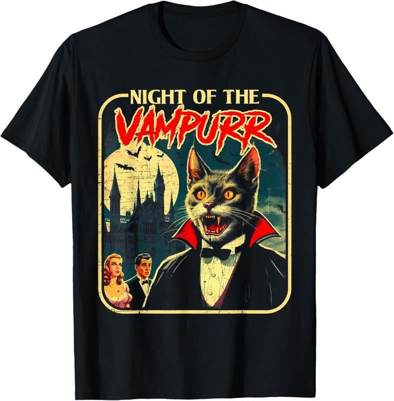 Comfort Colors Night of the Vampurr Funny Cat Halloween T-Shirt Hoodie, Sweatshirt | HypeDripTees.com