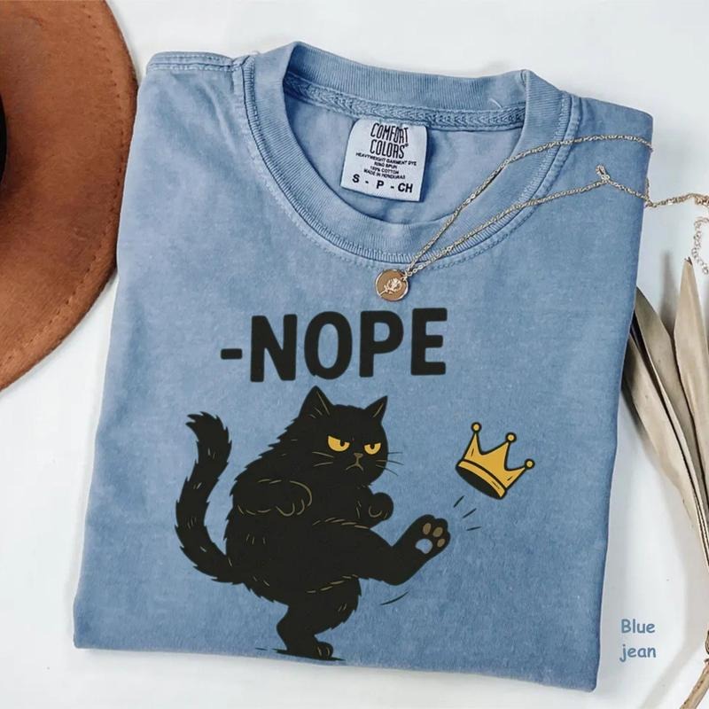 Comfort Colors No Kings in America Black Cat Shirt, Retro Graphic Tee, Vintage USA Style Top, Funny Cat Design Shirt,...