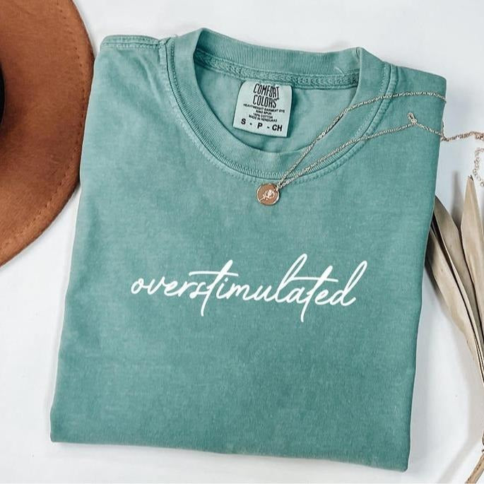 Comfort Colors Overstimulated Tshirt, Sarcastic Shirt, Weirdcore Clothing, Ironic Tee, Anxiety Tee, Mental Health Shirt,...
