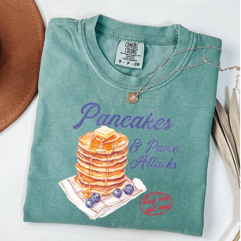 Comfort Colors Pancakes and Panic Attacks T- Shirt, Vintage Style Shirt, Mental Health Shirt Hoodie, Sweatshirt