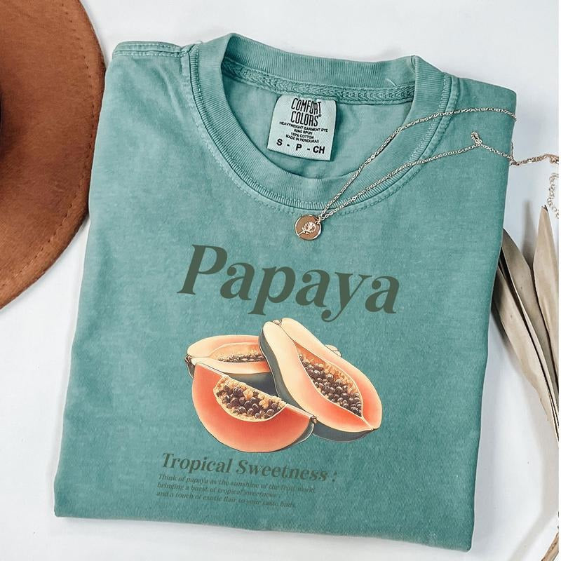 Comfort Colors Papaya T-Shirt, Vintage Graphic Fruit Shirt, Aesthetic Fruit Shirt Boho Shirt Fruit Tee Papaya Shirt,...