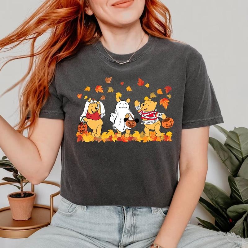Comfort Colors Po.oh Halloween Shirt, Pooh Ghost Shirt, Pooh Autumn Shirt, Halloween Shirt Hoodie, Sweatshirt