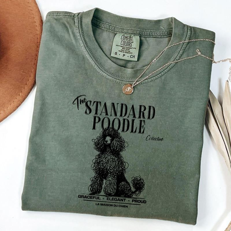 Comfort Colors Poodle T-Shirt, Elegant Standard Poodle Tee, Dog Lover Shirt, Ink Sketch Poodle Shirt, Vintage Pet Graphic...