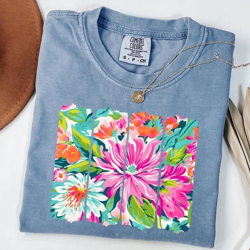 Comfort Colors Preppy Floral Brushstroke Shirt Boho Floral Wildflower Summer Shirt T-Shirts, Hoodie, Sweatshirt