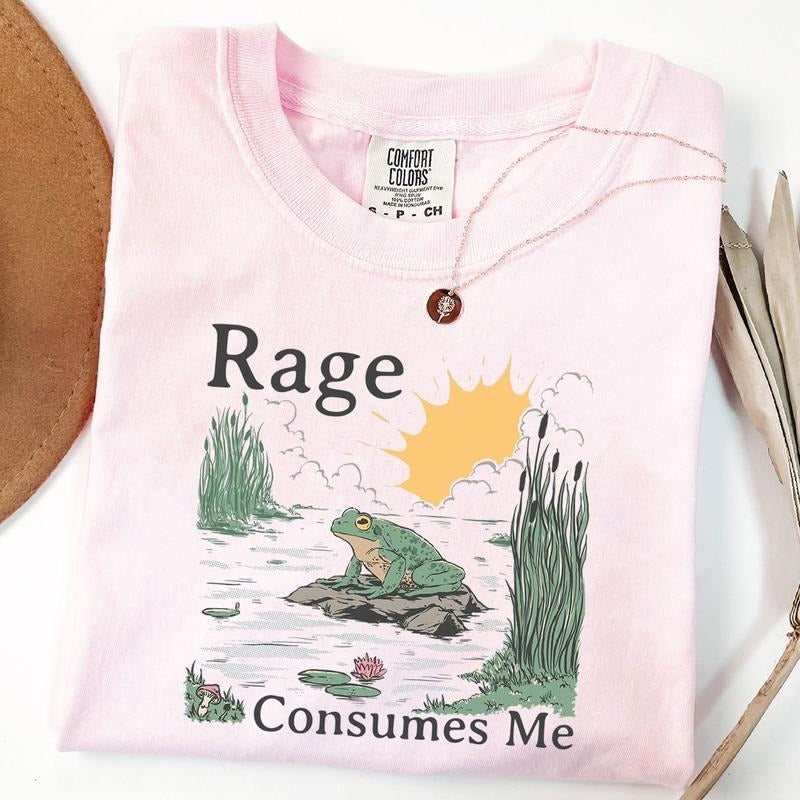Comfort Colors Rage Consumes Me Shirt, Frog Pond T-Shirt, Meme Frog Shirt, Vintage Style Unisex T-Shirt, Nature Lover...