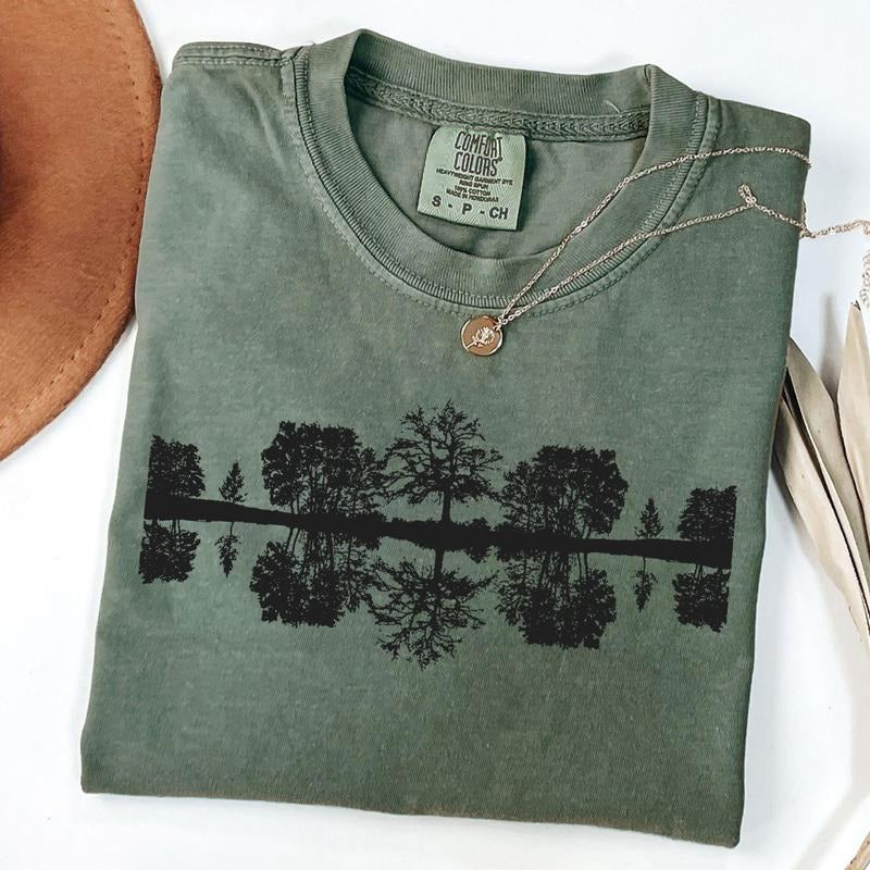 Comfort Colors Reflection Shirt, Tree Shirt, Naturecore Shirt, Minimalist Nature T-Shirt, Nature Lover Shirt Hoodie,...