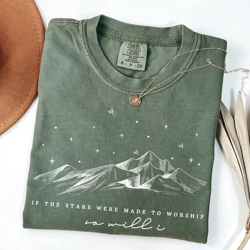 Comfort Colors Religious T-Shirt, If The Stars Were Made To Worship Shirt, Christian Shirt, Bible Verse Shirt, Faith Tee,...