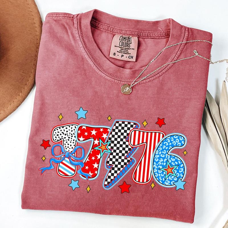 Comfort Colors Retro 1776 Coquette Shirt, 4th of July T-Shirt, Vintage America Tee, Girly USA Shirt Hoodie, Sweatshirt
