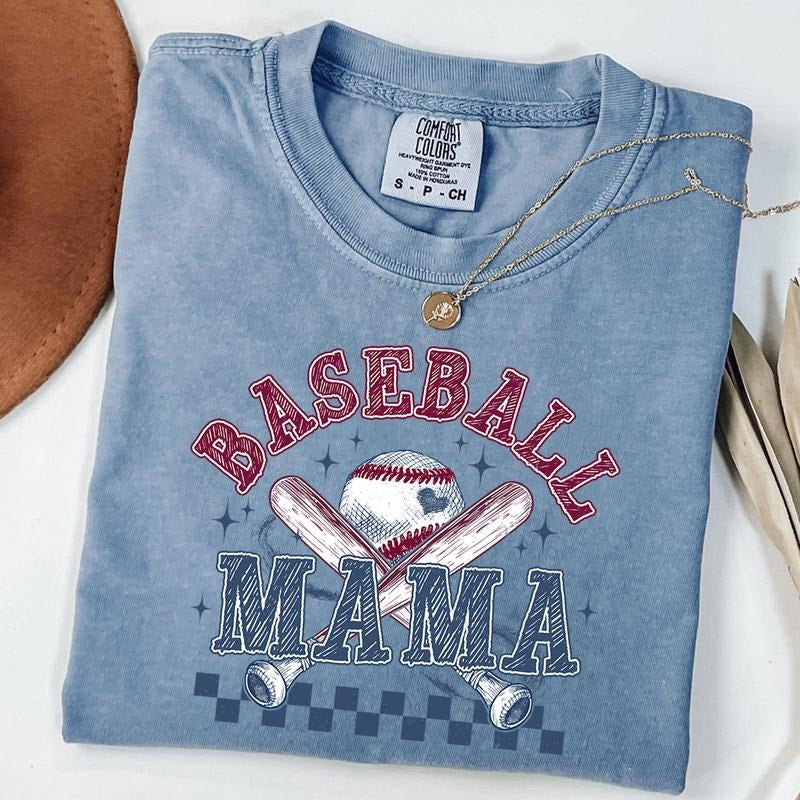 Comfort Colors Retro Baseball Mama Checkered Shirt, Baseball Mama T-shirt, Baseball Coquette Bow Tee, Sport Mom Gift...