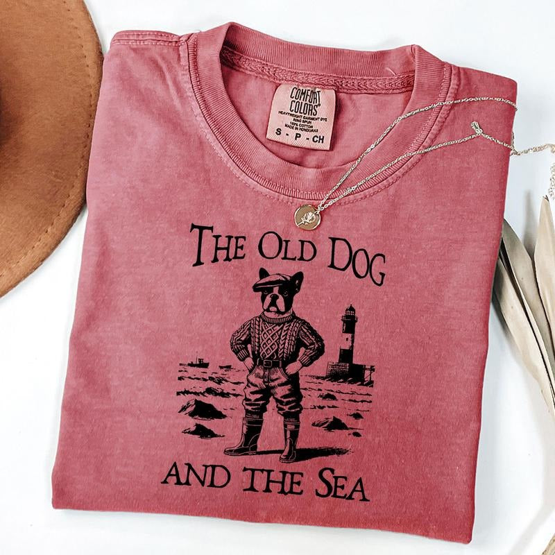 Comfort Colors Retro French Bulldog T-Shirt, Frenchie Fisherman Shirt, Funny Dog Tshirt, Vintage Dog Shirt, Fisherman...