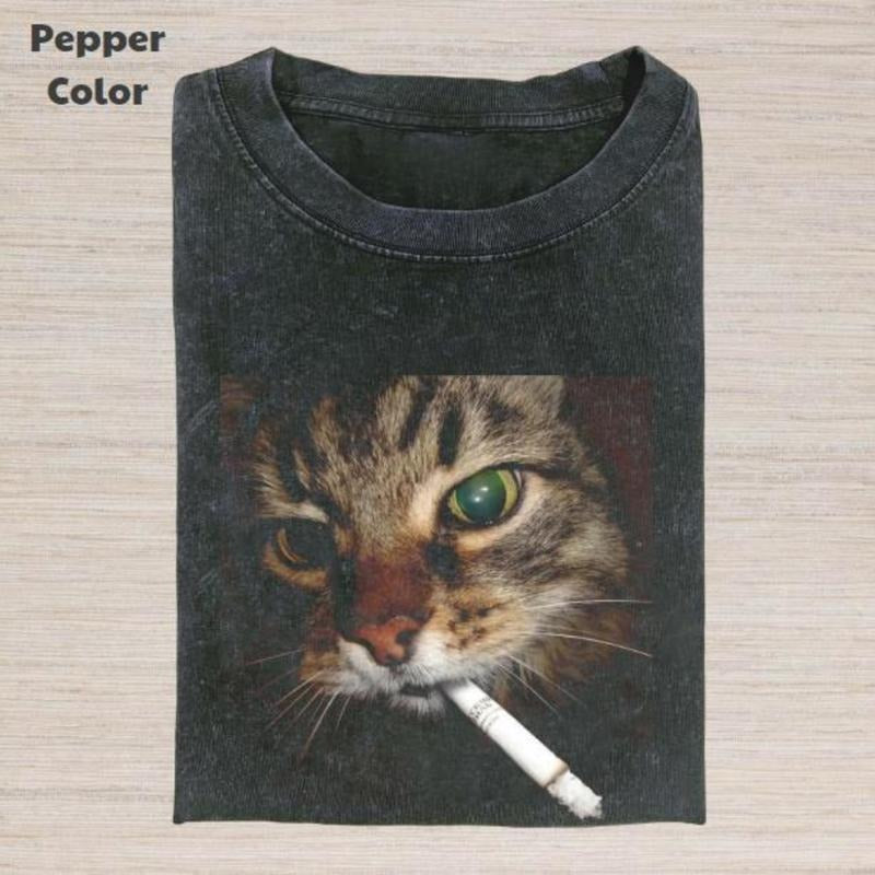 Comfort Colors Retro Funny Vintage Cat Smoking Animal Shirt Meme Cringe Funny Dumb Shirt Menswear Womenswear Streetwear Cotton Comfort T-Shirts, Hoodie, Sweatshirt
