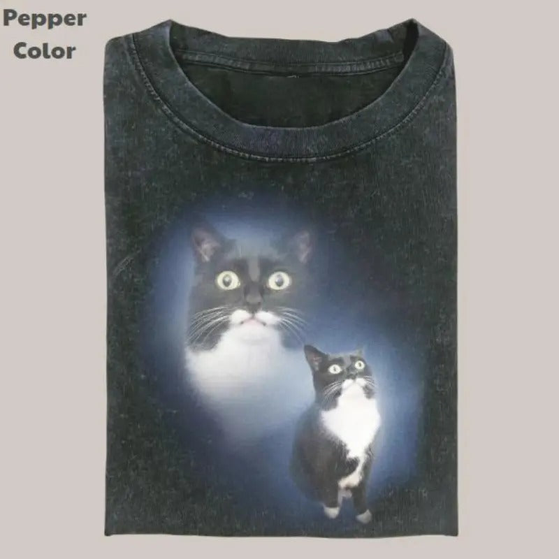 Comfort Colors Retro Funny Vintage Graphic Tee, Pet Cat Portrait T-Shirt, Unisex Meme Cringe Funny Dumb Shirt, Menswear...