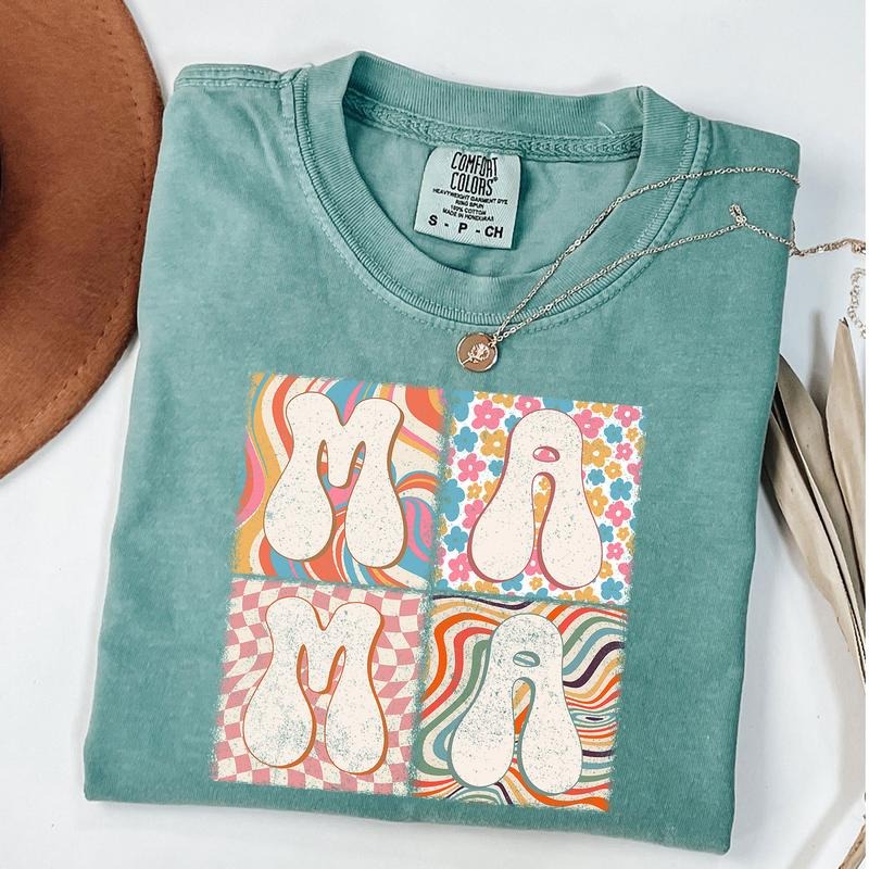 Comfort Colors Retro Groovy Mama Shirt, Floral Mama T-shirt, Trendy Mom Shirt, Groovy Tee, New Mom Gift Hoodie, Sweatshirt
