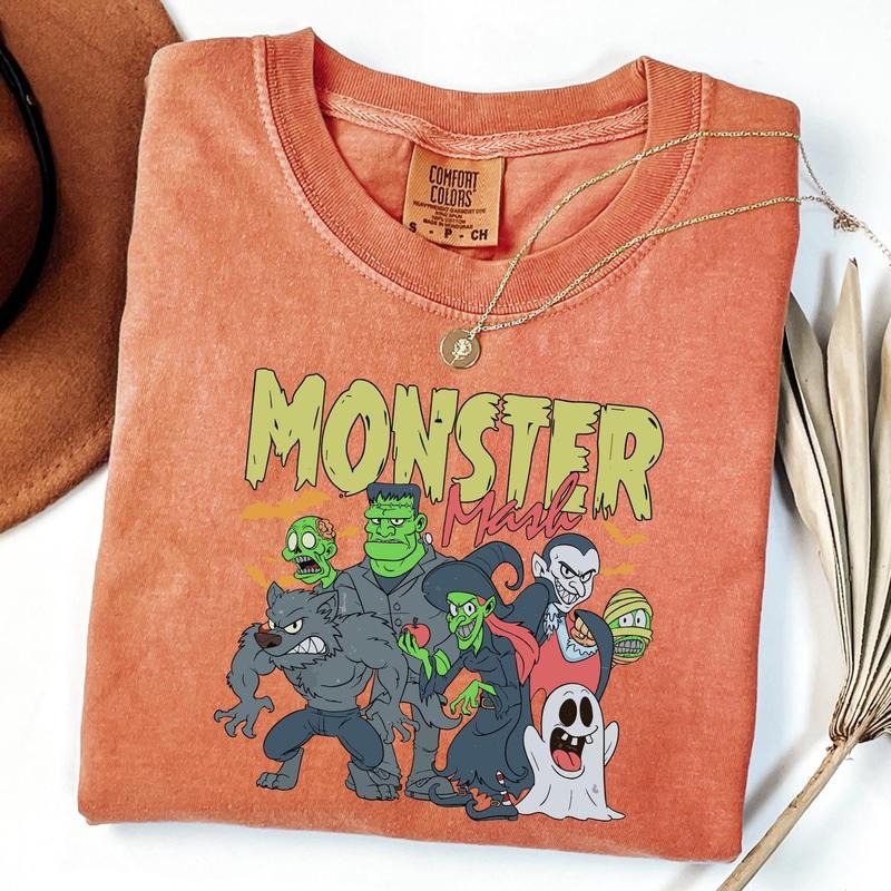 Comfort Colors Retro Halloween Shirt, Mon.ster Mash Shirt, Vintage Ghost Halloween Shirt, Monster Tee, Retro Fall Shirt...