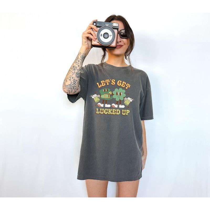Comfort Colors Retro St Patty's Day Shirt, Let's get Lucked Up, Vintage St Patricks Day T Shirt, Day Drinking Shirt,...