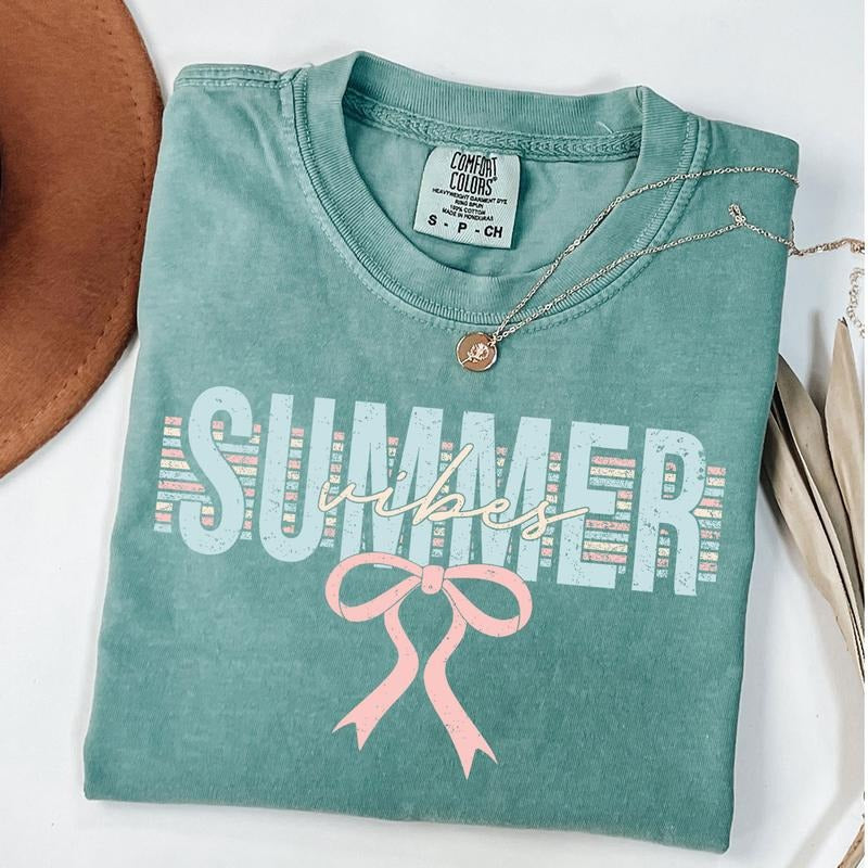 Comfort Colors Retro Summer Vibes Shirt, Coquette Summer Shirt, Retro Summer T-Shirt, Beach, Hello Summer, Unisex T-Shirt...