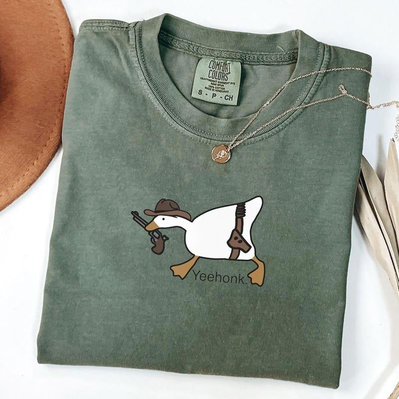 Comfort Colors Retro Western Goose Shirt, Funny Cowboy Goose Tee, Silly Goose T-Shirt, Retro Cowgirl T-Shirt Hoodie,...