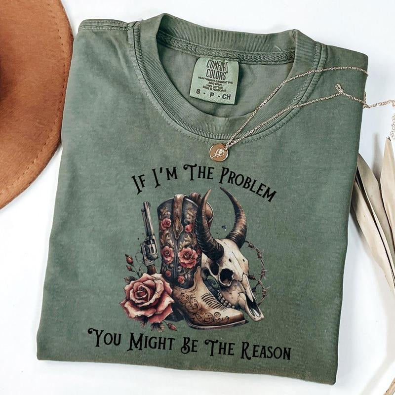 Comfort Colors Retro Western Shirt, Vintage Inspired Tee, Country T-shirt, Retro Rodeo Shirt, Might Be The Problem...