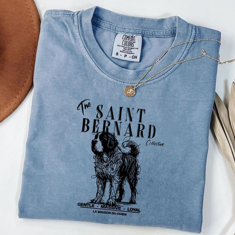 Comfort Colors Saint Bernard T-Shirt, Elegant Standard Saint Bernard Tee, Ink Sketch Poodle Shirt, Vintage Pet Graphic...