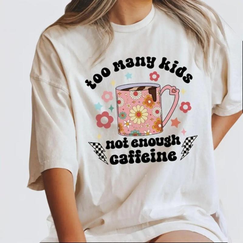 Comfort Colors Sarcastic Mommy Shirt, Too Many Kids Not Enough Caffein, Funny Mom Shirt, Mom Life T-Shirt, Retro Mom Tee,...