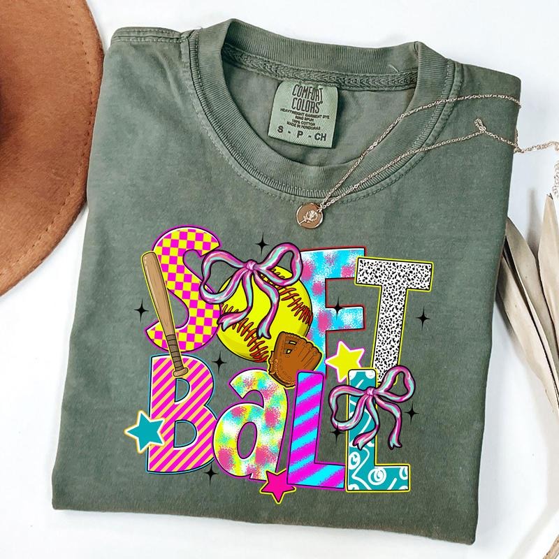 Comfort Colors Softball Shirt, Coquette Softball Shirt, Game Day Tee, Sports Gift, Softball Season Tshirts Hoodie, Sweatshirt