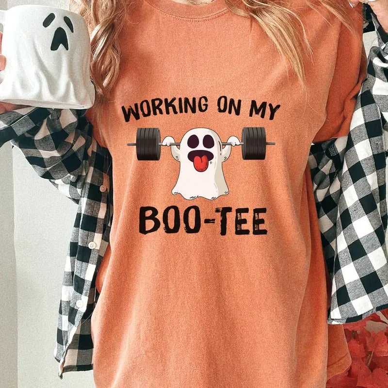 Comfort Colors Spooky Season Working on My Boote T-Shirt, Cozy and Funny, Halloween Humor, Graphic T-Shirt Hoodie, Sweatshirt