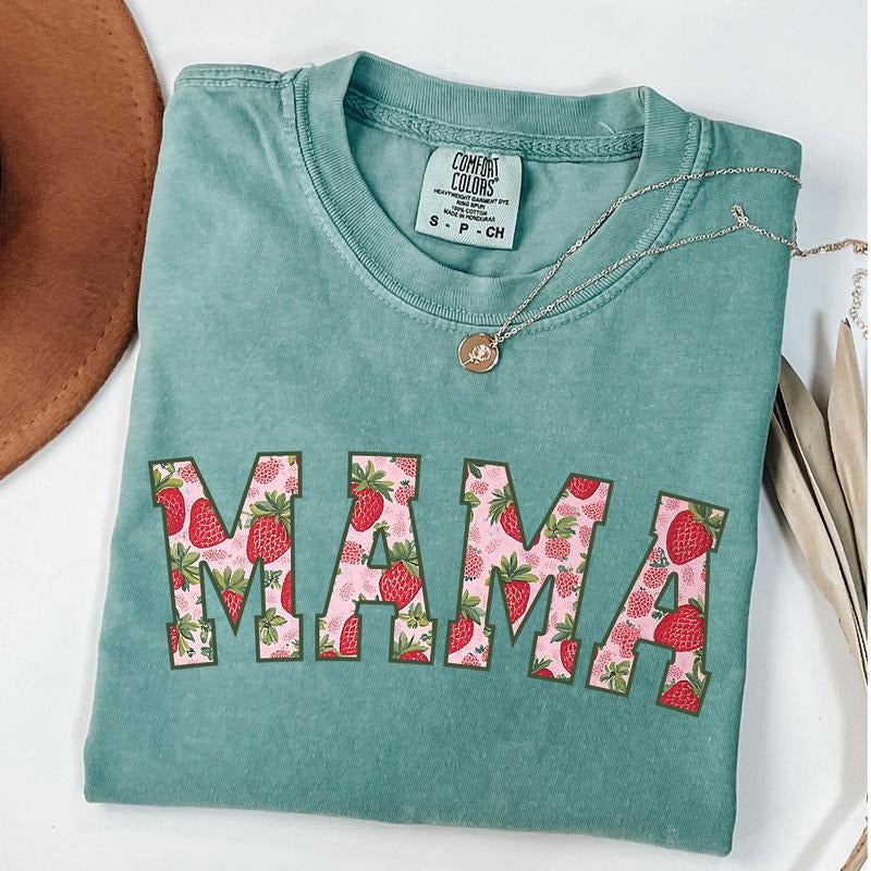 Comfort Colors Strawberry Mama Shirt, Strawberry Mom Shirt, First Mothers Day Gift For Mama Tshirt, New Mom Gift, Unisex...