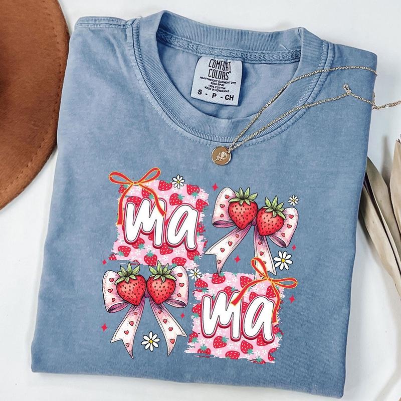 Comfort Colors Summer Strawberry Mama T-Shirt, Strawberry Shirt, Trendy Coquette Mama Tee, Mothers Day Gift Hoodie,...