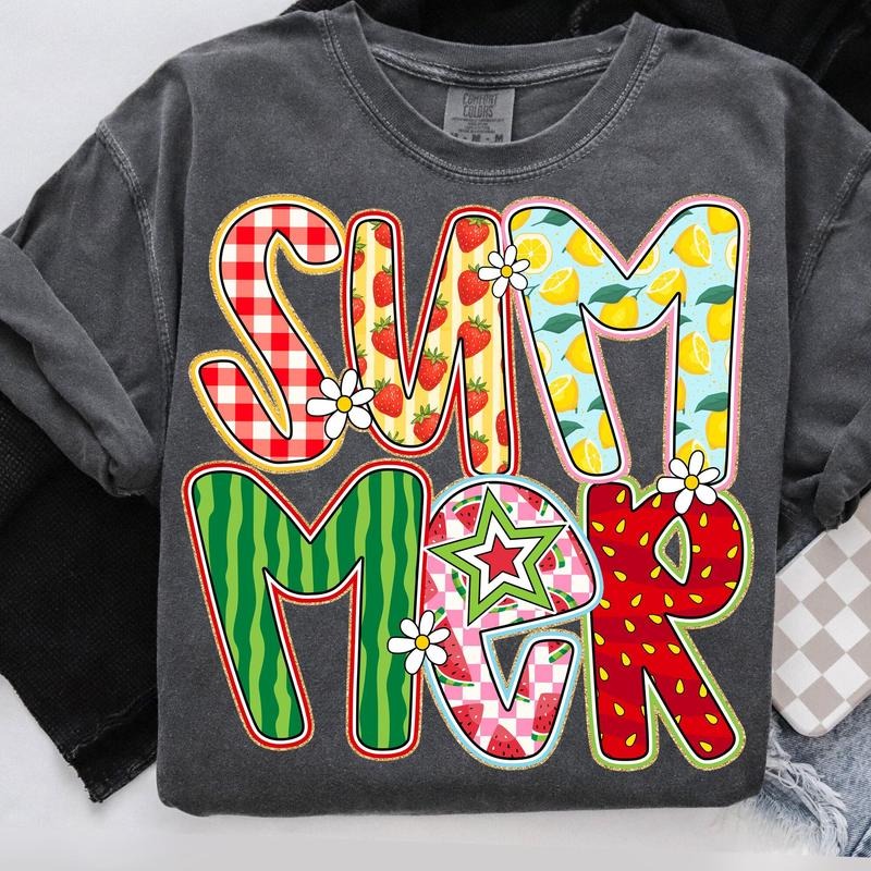 Comfort Colors Summer Tropical Fruit T-Shirt, Girly Beach Shirt, Summer Vibes Shirt, Watermelon Lemon Strawberry Summer...
