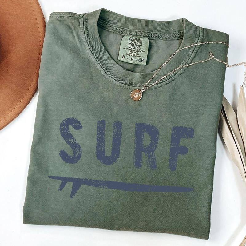 Comfort Colors Surf Shirt - Surfboard T-shirt - Summer Time Tee - Beach Vibes Shirt - Surfer Tee