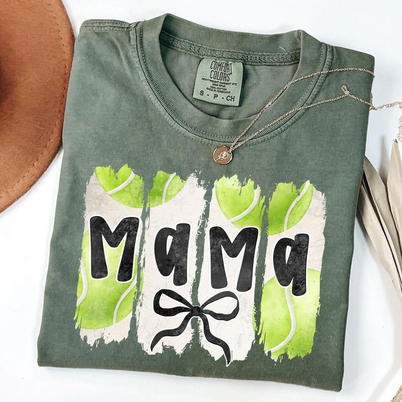 Comfort Colors Tennis Mama Shirt, Tennis Coquette Bow Shirt, Tennis Mom Tee, Game Day T-Shirt, Mothers Day Gift Hoodie,...