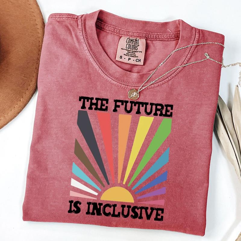 Comfort Colors The Future is Inclusive Shirt, Rainbow Pride Tee, Trans Rights Top, Pride Month T-Shirt, Progress Pride...
