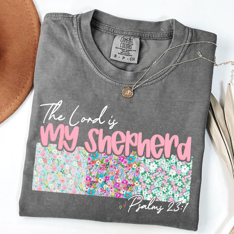 Comfort Colors The Lord is My Shepherd Shirt, Christian Easter T-Shirt, Easter Patchwork Shirt, Retro Easter Bunny Shirt,...